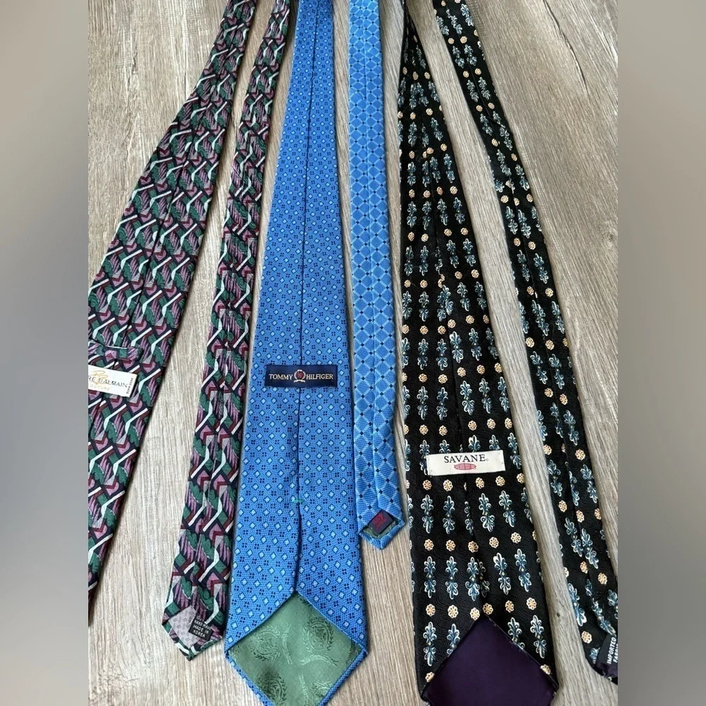 VTG Silk Tie Lot Pierre Balmain Tommy Hilfiger Multi Color Mens Ties Dressy